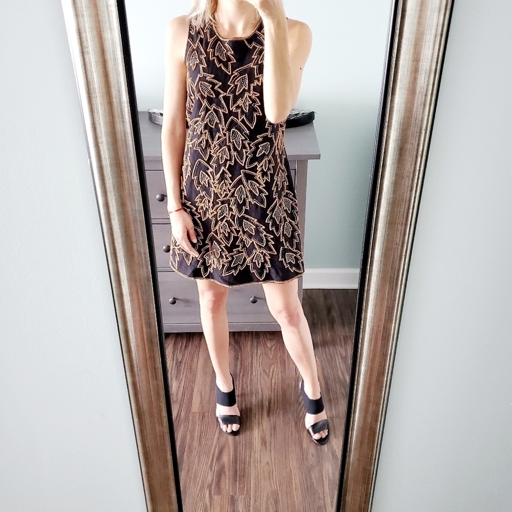 French Connection Beaded Linen Dress